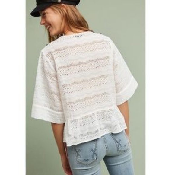 Anthropologie Nu Construction Porto Eyelet Top - Picture 2 of 5